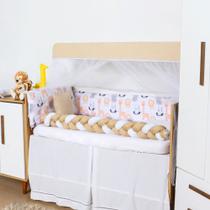 Kit de Berço Para Bebê com Trança e Mosquiteiro Menino Menina Clean 9 peças