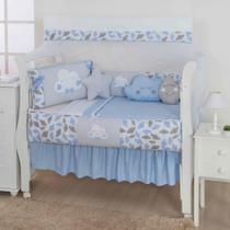 Kit de berço quarto de bebe bordado completo doce nuvem com mosquiteiro e saia algodão com 12 pçs