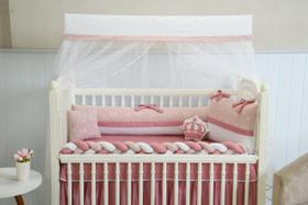 Kit de Berço Safari Laço Trança Coroa Rose 11 Peças Kit de Berço Safari Laço Trança Coroa Rose 11 Peças