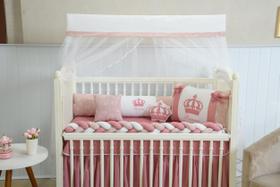 Kit de Berço Safari Trança Coroa Rose 10 Peças Kit de Berço Safari Trança Coroa Rose 10 Peças