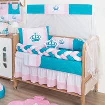 Kit De Berço Trança Para Menina Coroa Princesa Tifanny Com Saia