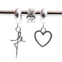 Kit de Berloques em Prata 925 com Amor e Fé