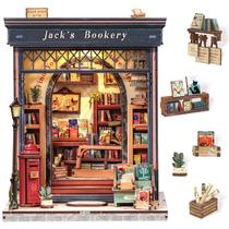 Kit de biblioteca de casa de bonecas em miniatura DIY Cutefun Book Nook Jack's
