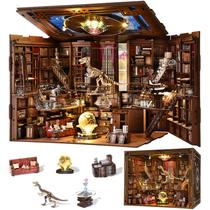 Kit de biblioteca DIY Book Nook, estante de livros em miniatura Dollhouse