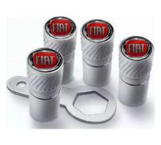 Kit de bico anti furto linha fiat detalhe vermelho - cromado (kit 04 pecas + chave)