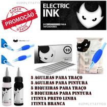Kit de Biqueiras e Agulhas Electric ink + Tintas 30ml