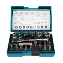 Kit de Bits e Soquetes 21 Peças-Chave Catraca Makita