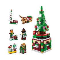 Kit De Blocos De Construção De Natal 6 Em 1 Elf Deer Santa Train Snow House Xmas Tree Street View