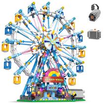Kit de blocos de construção NEWRICE Rotating Ferris Wheel com luzes Kit de blocos de construção NEWRICE Rotating Ferris Wheel com luzes