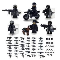 Kit de blocos de construção Toysvill SWAT da Polícia Militar com motocicleta