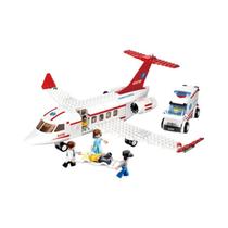 Kit De Blocos De Montar De Aeronave Ambulância Aérea Para Crianças, Modelo De Brinquedo DIY, Tijolos