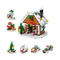 Kit De Blocos De Montar Tema Natalino DIY 10 Em 1: Trem Do Papai Noel, Rena, Casa De Neve, Árvore De