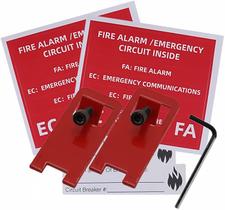 Kit de bloqueio para alarme de incêndio, 2 conjuntos, vermelho, metal, série E Kit de bloqueio para alarme de incêndio, 2 conjuntos, vermelho, metal, série E