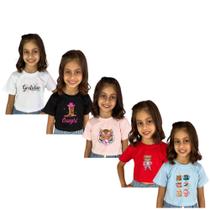 Kit De Blusas Cropped Infanto Juvenil Estampa Moda Novidade