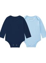 Kit de bodies bebê unissex com cor lisa Brandili Baby Azul Kit de bodies bebê unissex com cor lisa Brandili Baby Azul