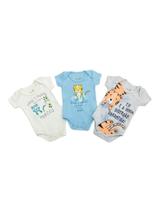 Kit de Bodies em Suedine Off White, Azul e Cinza - 3 Unidades