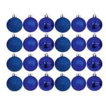 Kit De Bolas De Natal Azul 5CM Para Árvore Natalina - Bolinhas Mistas Fosca/Lisa/Glitter