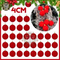 Kit De Bolas De Natal Em Camurça Vermelha 4CM Para Árvore Natalina - Decoração Enfeites