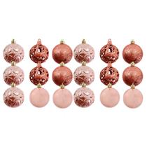 Kit De Bolas De Natal Luxo Rose Mistas 6CM Para Árvore Natalina - Pendentes Decoração Bolinhas