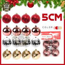 Kit De Bolinhas De Natal Cores Sortidas 5CM Para Árvore Natalina - Bolas Lisas Decoração Enfeites