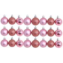 Kit De Bolinhas De Natal Rose 7CM - Bolas Mistas Fosca Lisa Glitter Enfeites Rio Master Kit De Bolinhas De Natal Rose 7CM - Bolas Mistas Fosca Lisa Glitter Enfeites Rio Master