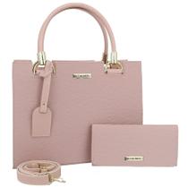 Kit de Bolsa com Carteira Alice Monteiro Bolsa com Duas Alças 1 Transversal Regulável e Removível e outra Fixa de Antebraço