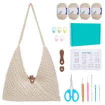 Kit de bolsa de praia de crochê ACRIGHEET para iniciantes com fios e ganchos
