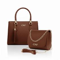 Kit De Bolsa Feminina De Ombro Transversal Média e Tira Colo