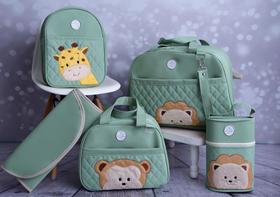 Kit De Bolsa Mala Maternidade 5 Peças Completo Safari Unissex