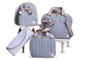 Kit de Bolsa Mala Maternidade Luxo 4 Peças Jeans Kit de Bolsa Mala Maternidade Luxo 4 Peças Jeans