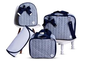 Kit de Bolsa Mala Maternidade Super Luxo 4 Peças Jeans Kit de Bolsa Mala Maternidade Super Luxo 4 Peças Jeans