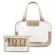 Kit De Bolsa Transparente E Frascos De Viagem De 10 Peças Bege Kit De Bolsa Transparente E Frascos De Viagem De 10 Peças Bege