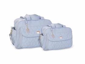 Kit De Bolsas Barato Bebê Coração Azul Claro Griff 2 Peças Atacado Revenda