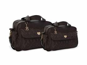 Kit De Bolsas Barato Bebê Coração Marrom Griff 2 Peças Atacado Revenda