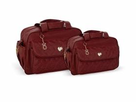 Kit De Bolsas Barato Bebê Coração Vinho Griff 2 Peças Atacado Revenda