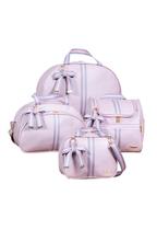 Kit de bolsas maternidade 4 pc Lyssa Baby coleção laços cor rosa e cinza
