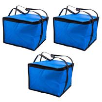 Kit De Bolsas Térmicas Frosty Azul Com Alças Para Bebidas Lanches - 3 Peças