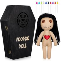 Kit de bonecas Voodoo VercanMonth com 12 bonecos, alfinetes de caveira e caixa de caixão