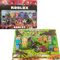 Kit de Bonecos Roblox e MineCraft com Personagens e Cenário.