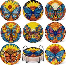 Kit de borboletas Diamond Art Coasters DOTZSO de 8 peças com suporte