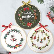Kit de Bordado Awesocrafts Adornos de Muñeco de Nieve de Navidad, Pack de 3