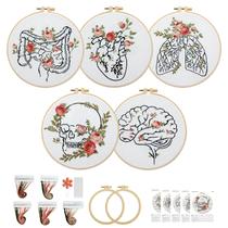 Kit de bordado CMINAUS 5 Skull Floral Patterns, conjunto DIY Kit de bordado CMINAUS 5 Skull Floral Patterns, conjunto DIY