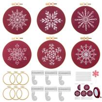 Kit de bordado CMINAUS Christmas Snowflakes Beginners, 6 conjuntos