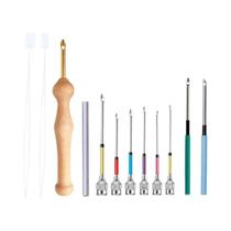 Kit De Bordado Com Agulha De Punch De 11-18 Peças, Caneta De Madeira Para Crochê, Ferramentas De