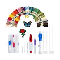 Kit De Bordado Com Agulha Punch De 50 Cores Para Iniciantes E Adultos Com Kit De Costura