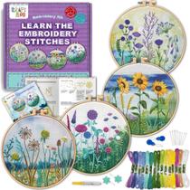 Kit de bordado CRAFTILOO para iniciantes com 4 padrões florais