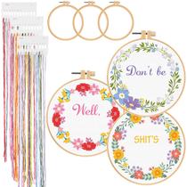 Kit de bordado Daifunli Funny DIY para iniciantes com padrão floral Kit de bordado Daifunli Funny DIY para iniciantes com padrão floral