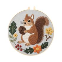 Kit De Bordado DIY Com Estampa De Cervo, Esquilo E Ouriço Em Lona, Conjunto De Artesanato Feito À Kit De Bordado DIY Com Estampa De Cervo, Esquilo E Ouriço Em Lona, Conjunto De Artesanato Feito À