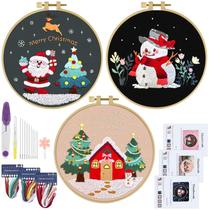 Kit de bordado ERKOON 3 conjuntos de ponto cruz de Natal de 20 cm