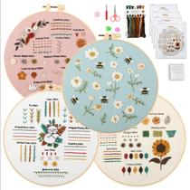 Kit de bordado JOINRUN Beginner DIY para adultos com 4 conjuntos